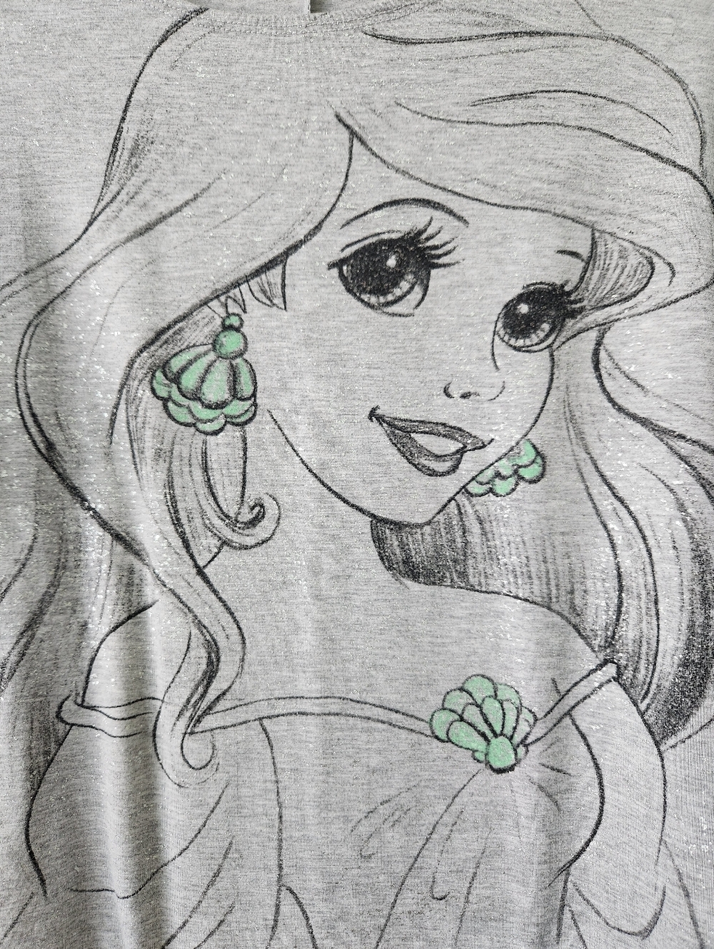 Disney Gray ARIEL Graphic Tee with Mint Accents - Medium - Picture 2 of 10